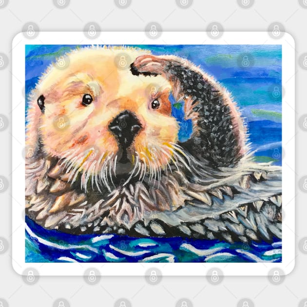 Cute Sea Otter Acrylic Painting Sticker by Lady Lilac